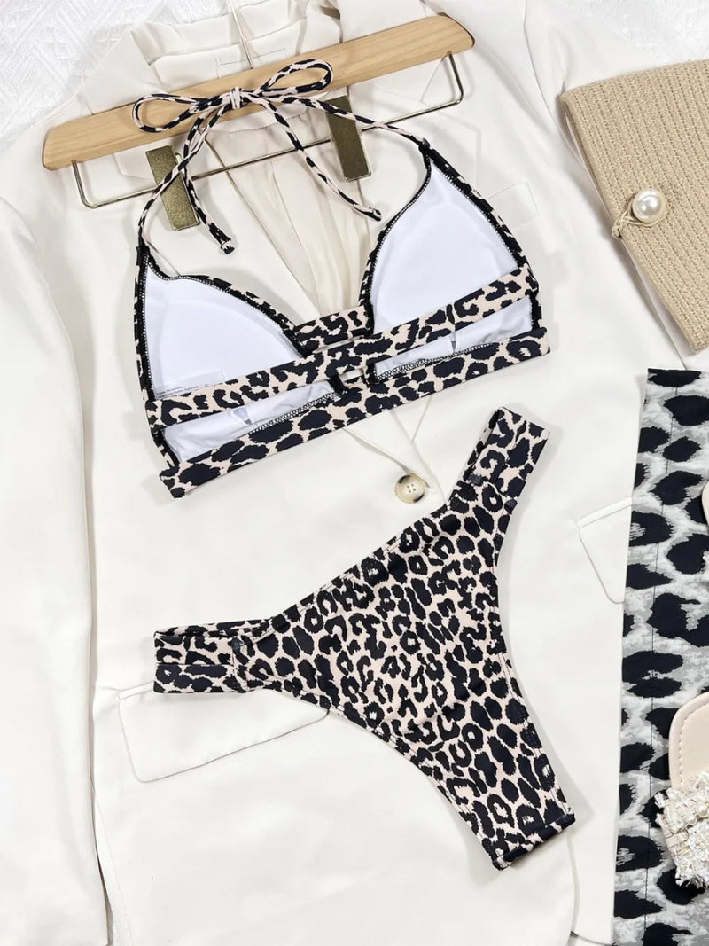 Leopard Cutout Halter Neck Bikini Set - Diverse Creations & CompanySwimwear Bikini SetLeopard
