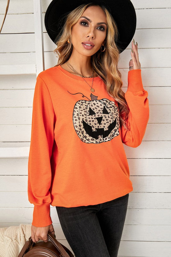 Leopard Jack - O - Lantern Sweatshirt - Diverse Creations & Companylong sleeve sweatshirtOrange