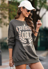 Letter Graphic Round Neck Long Sleeve Sweatshirt - Diverse Creations & CompanyLetter Graphic Round Neck Long Sleeve SweatshirtDark Gray