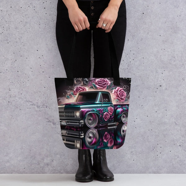 Low Rider Truck and Roses Tote Bag - Diverse Creations & CompanyTote Bag