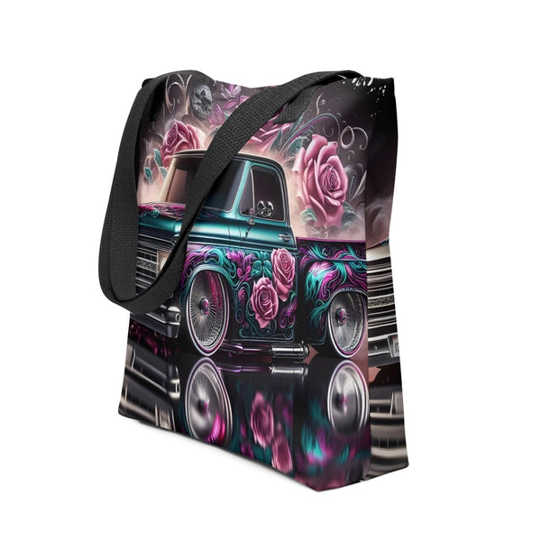 Low Rider Truck and Roses Tote Bag - Diverse Creations & CompanyTote Bag