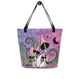 Magic Mushrooms Designed Large Tote Bag With Pocket - Diverse Creations & CompanyTote Bag