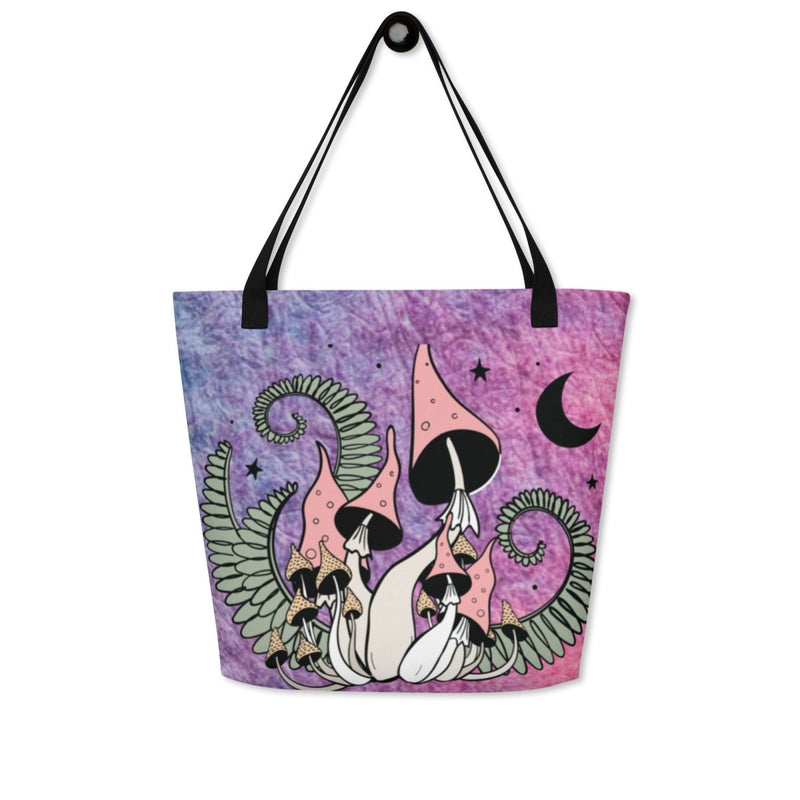 Magic Mushrooms Designed Large Tote Bag With Pocket - Diverse Creations & CompanyTote Bag