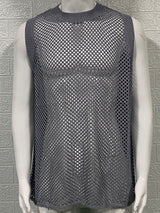 Man 's Round Neck Hollow Out Sleeveless Knit Top - Diverse Creations & CompanySleeveless Knit shirtGray