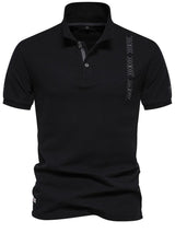 Men's Collared Neck Geometric Embroidered Polo - Diverse Creations & CompanyPolo shirtBlack