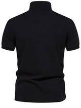 Men's Collared Neck Geometric Embroidered Polo - Diverse Creations & CompanyPolo shirtBlack