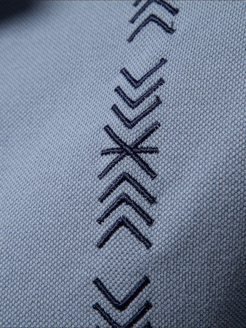 Men's Collared Neck Geometric Embroidered Polo - Diverse Creations & CompanyPolo shirtDusty Blue