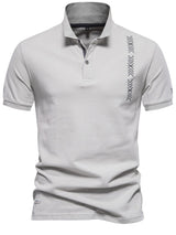 Men's Collared Neck Geometric Embroidered Polo - Diverse Creations & CompanyPolo shirtGray