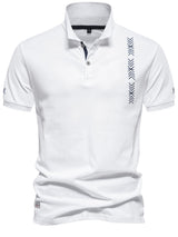Men's Collared Neck Geometric Embroidered Polo - Diverse Creations & CompanyPolo shirtWhite