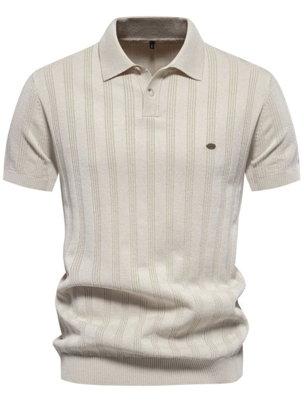 Men's Collared Neck Short Sleeve Knit Polo - Diverse Creations & CompanyPolo shirtBeige