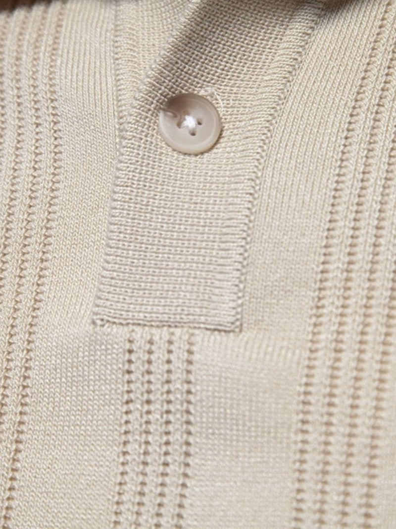 Men's Collared Neck Short Sleeve Knit Polo - Diverse Creations & CompanyPolo shirtBeige