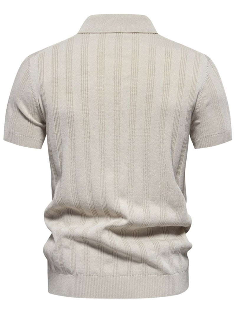 Men's Collared Neck Short Sleeve Knit Polo - Diverse Creations & CompanyPolo shirtBeige