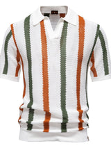 Men's Collared Neck Striped Knit Polo - Diverse Creations & CompanyPolo shirtWhite