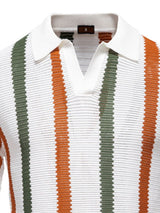 Men's Collared Neck Striped Knit Polo - Diverse Creations & CompanyPolo shirtWhite