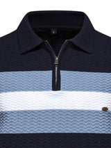 Men's Collared Neck Striped Texture Knit Polo - Diverse Creations & CompanyPolo shirtDark Navy
