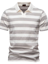 Men's Contrast Striped Short Sleeve Polo - Diverse Creations & CompanyPolo shirtIvory