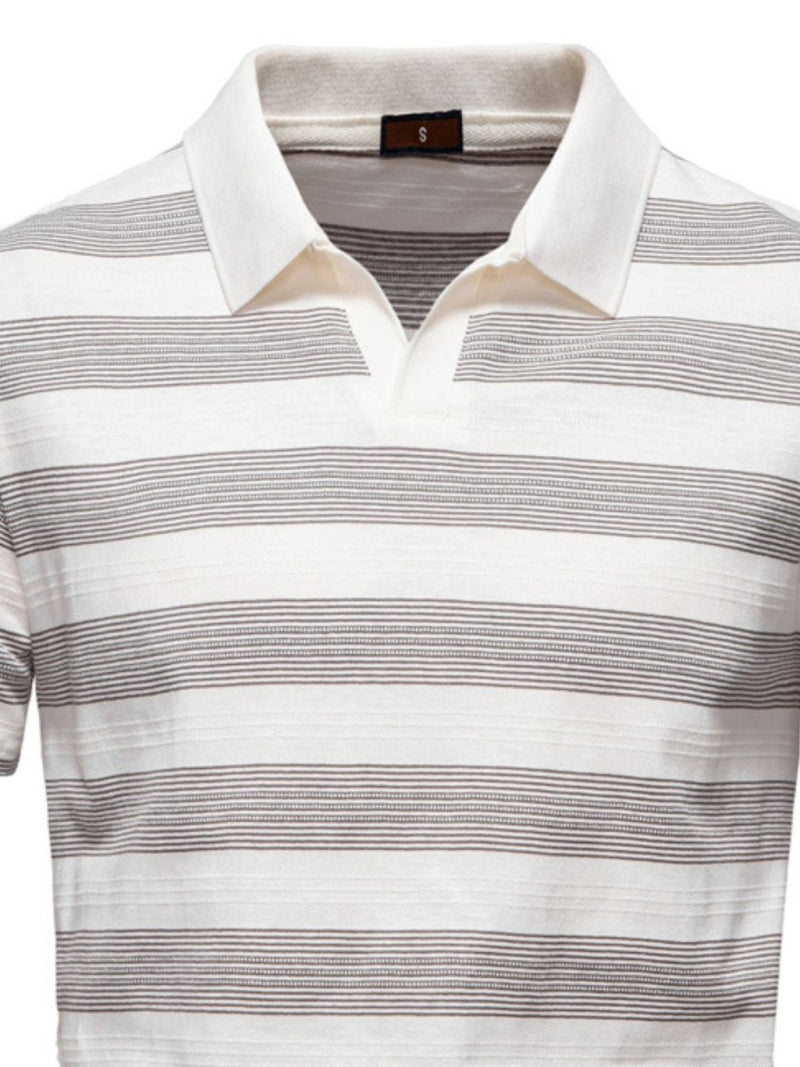 Men's Contrast Striped Short Sleeve Polo - Diverse Creations & CompanyPolo shirtIvory