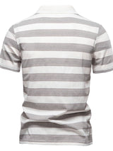 Men's Contrast Striped Short Sleeve Polo - Diverse Creations & CompanyPolo shirtIvory