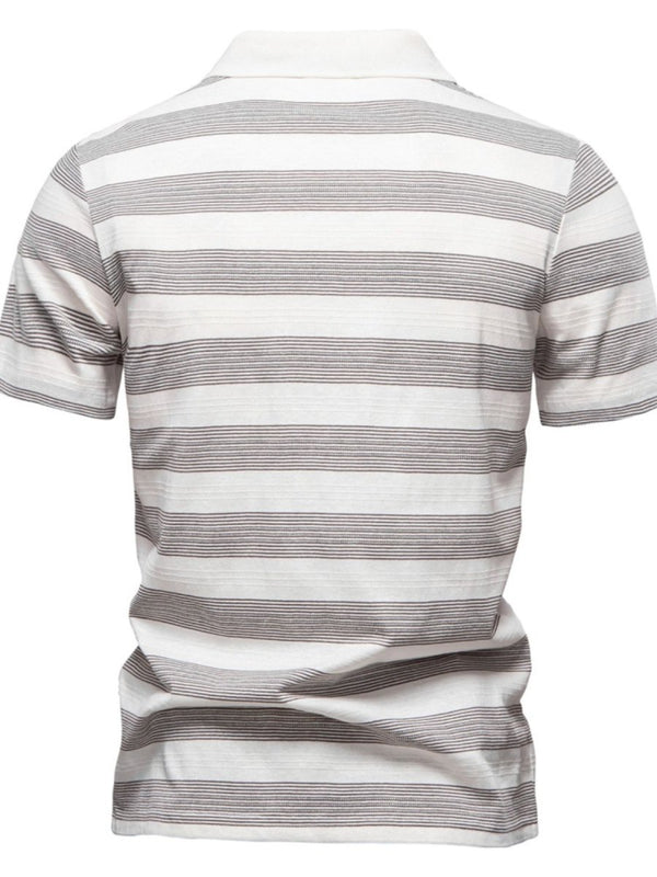 Men's Contrast Striped Short Sleeve Polo - Diverse Creations & CompanyPolo shirtIvory