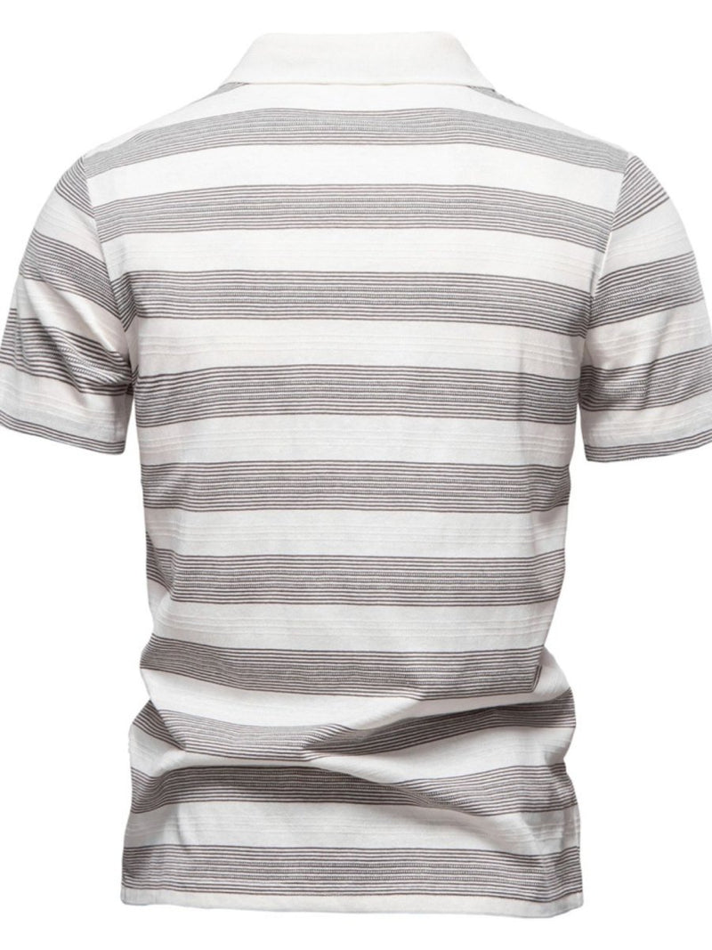 Men's Contrast Striped Short Sleeve Polo - Diverse Creations & CompanyPolo shirtIvory