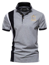 Men's Embroidered Collared Neck Striped Contrast Polo - Diverse Creations & CompanyCollared Polo ShirtGray
