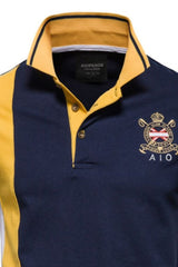 Men's Embroidered Collared Neck Striped Contrast Polo - Diverse Creations & CompanyCollared Polo ShirtNavy