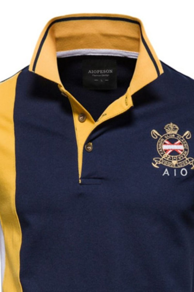 Men's Embroidered Collared Neck Striped Contrast Polo - Diverse Creations & CompanyCollared Polo ShirtNavy