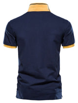 Men's Embroidered Collared Neck Striped Contrast Polo - Diverse Creations & CompanyCollared Polo ShirtNavy