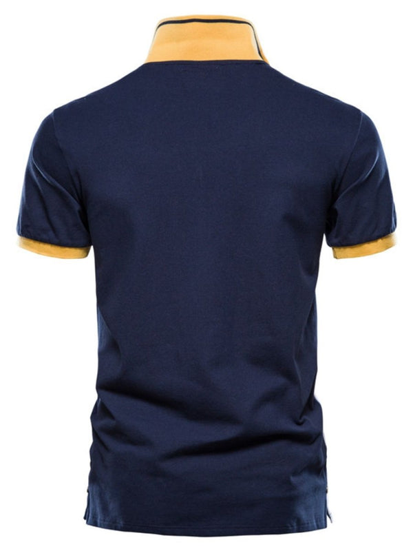 Men's Embroidered Collared Neck Striped Contrast Polo - Diverse Creations & CompanyCollared Polo ShirtNavy