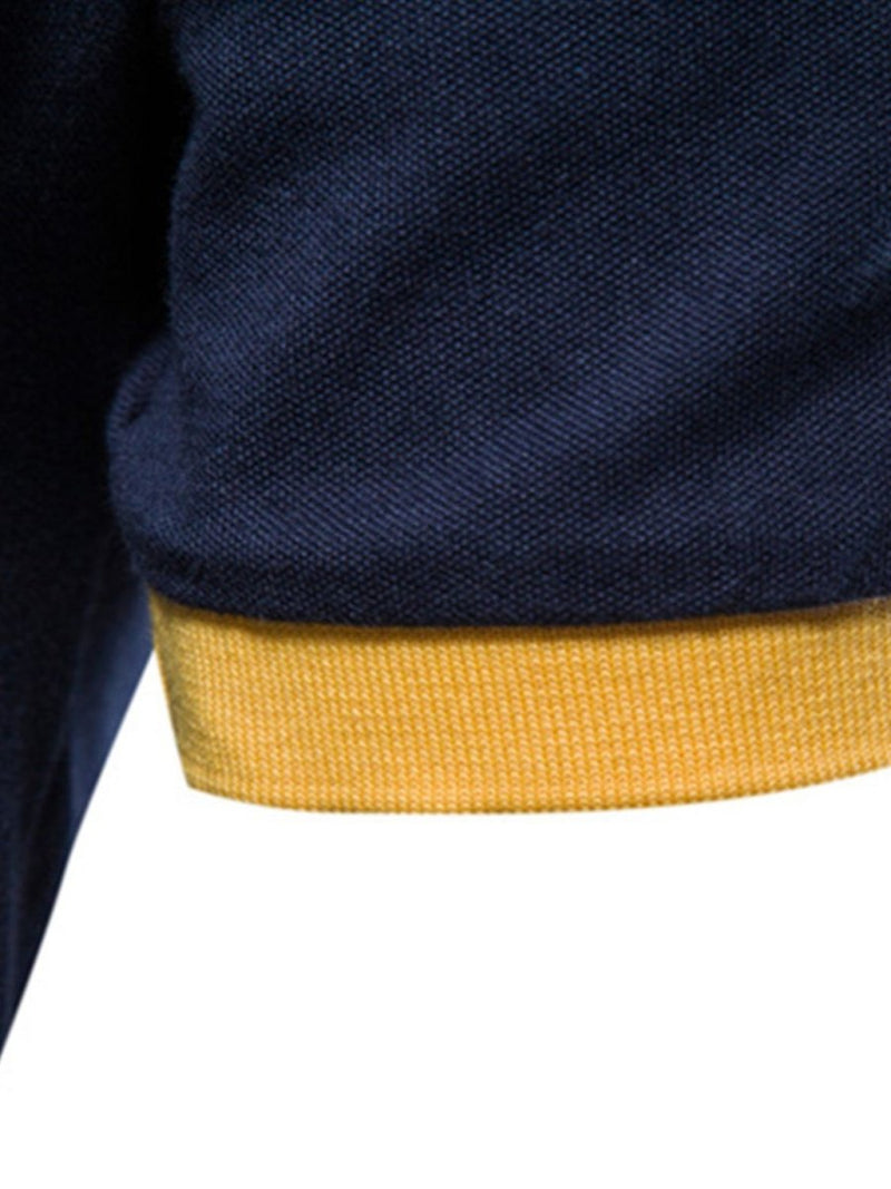 Men's Embroidered Collared Neck Striped Contrast Polo - Diverse Creations & CompanyCollared Polo ShirtNavy