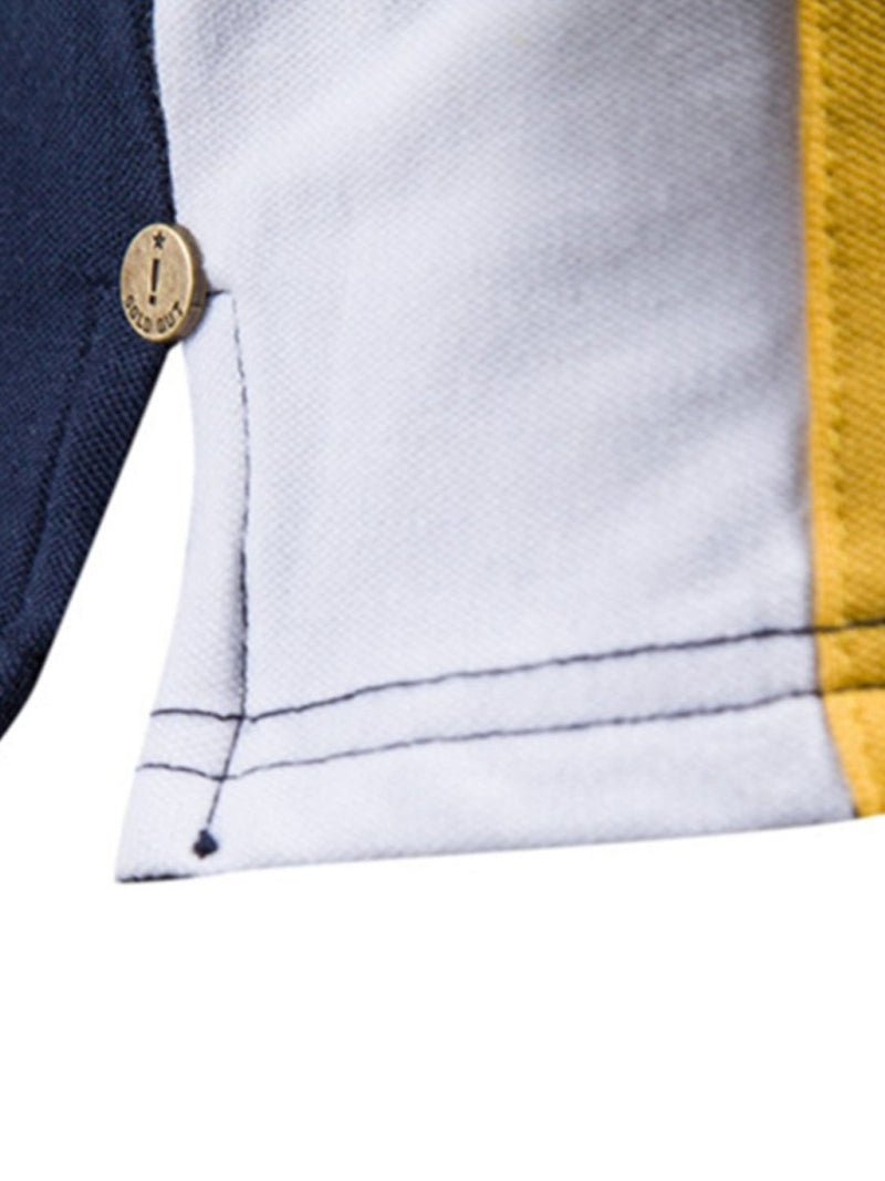 Men's Embroidered Collared Neck Striped Contrast Polo - Diverse Creations & CompanyCollared Polo ShirtWhite