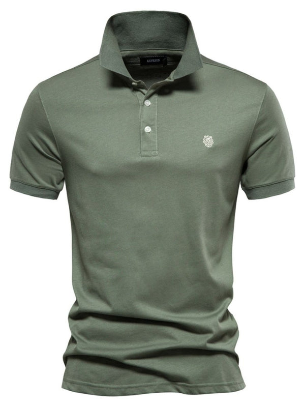 Men's Embroidered Collared Short Sleeve Polo - Diverse Creations & CompanyPolo shirtMoss
