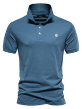 Men's Embroidered Collared Short Sleeve Polo - Diverse Creations & CompanyPolo shirtPeacock Blue