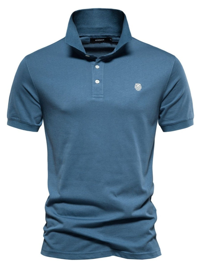 Men's Embroidered Collared Short Sleeve Polo - Diverse Creations & CompanyPolo shirtPeacock Blue