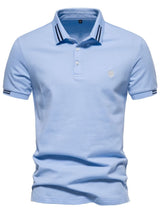 Men's Embroidered Striped Short Sleeve Polo - Diverse Creations & CompanyPolo shirtLight Blue