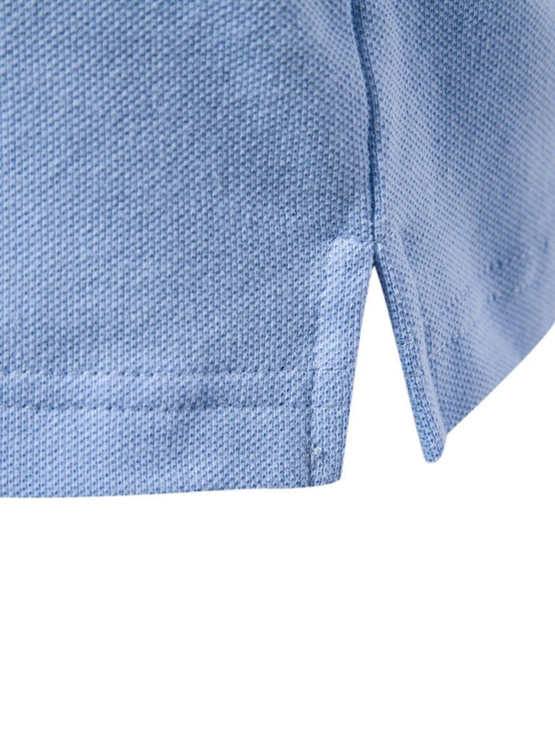 Men's Embroidered Striped Short Sleeve Polo - Diverse Creations & CompanyPolo shirtLight Blue