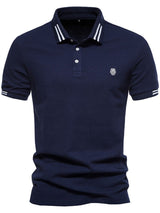 Men's Embroidered Striped Short Sleeve Polo - Diverse Creations & CompanyPolo shirtNavy