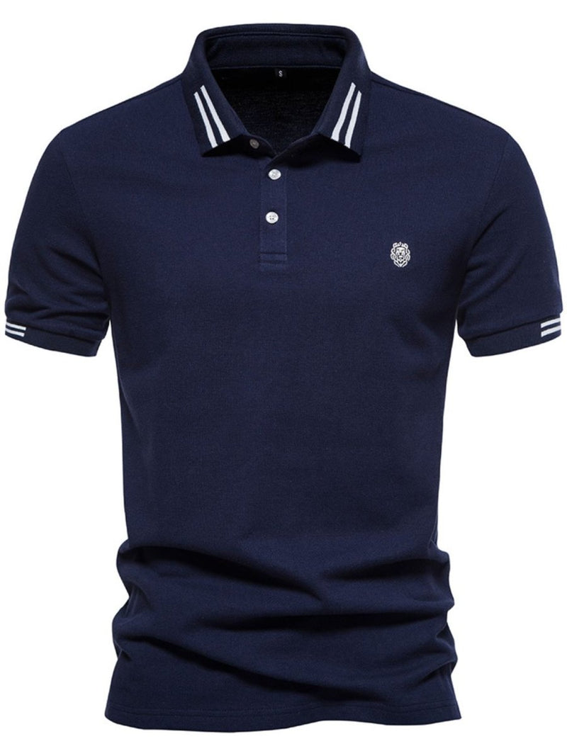 Men's Embroidered Striped Short Sleeve Polo - Diverse Creations & CompanyPolo shirtNavy