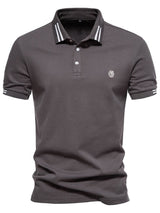 Men's Embroidered Striped Short Sleeve Polo - Diverse Creations & CompanyPolo shirtNavy