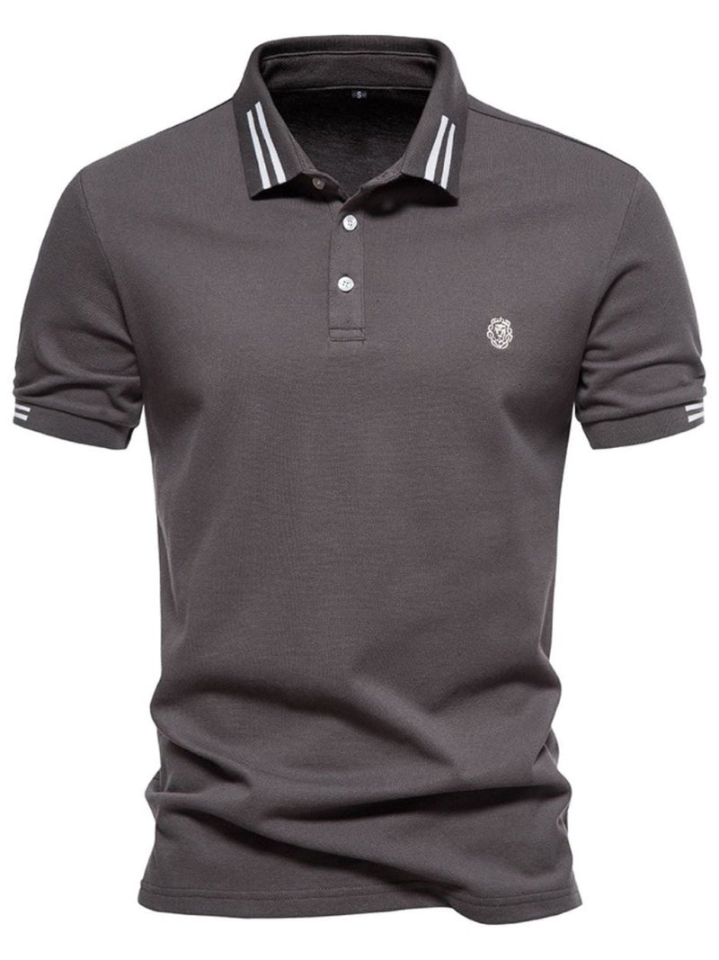 Men's Embroidered Striped Short Sleeve Polo - Diverse Creations & CompanyPolo shirtNavy