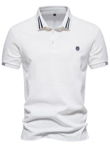 Men's Embroidered Striped Short Sleeve Polo - Diverse Creations & CompanyPolo shirtWhite