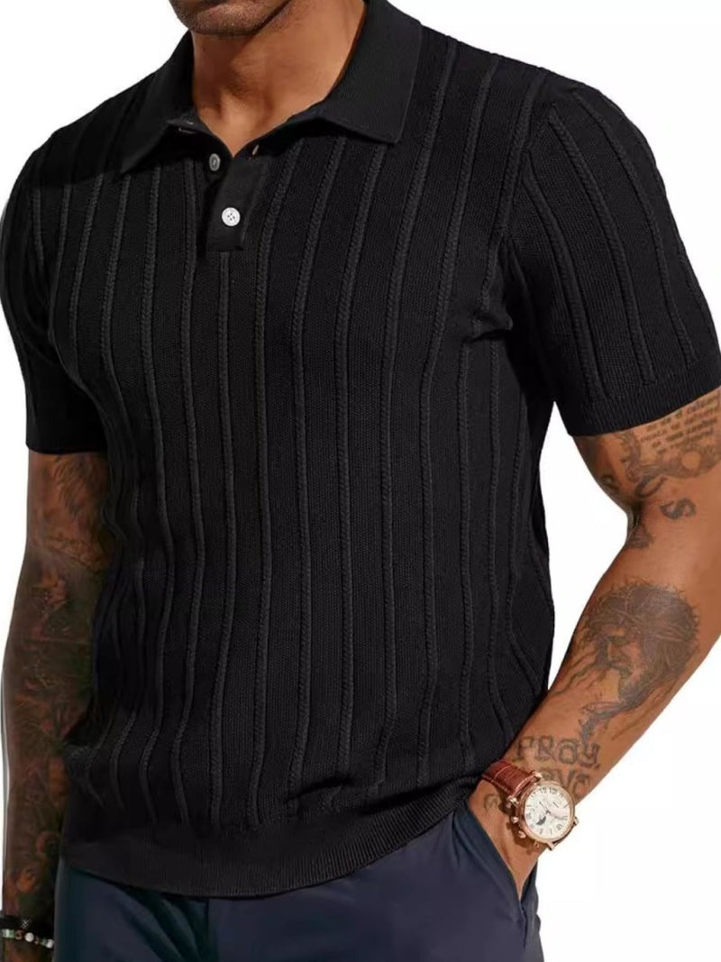 Men's Full Size Button Detail Short Sleeve Polo - Diverse Creations & CompanyMens Button Down ShirtBlack