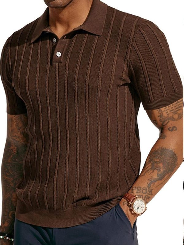 Men's Full Size Button Detail Short Sleeve Polo - Diverse Creations & CompanyMens Button Down ShirtDark Brown