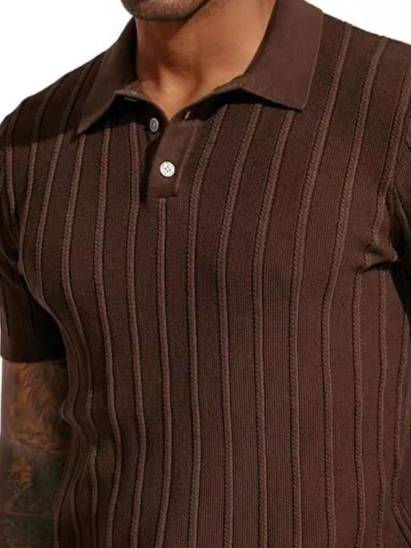 Men's Full Size Button Detail Short Sleeve Polo - Diverse Creations & CompanyMens Button Down ShirtDark Brown
