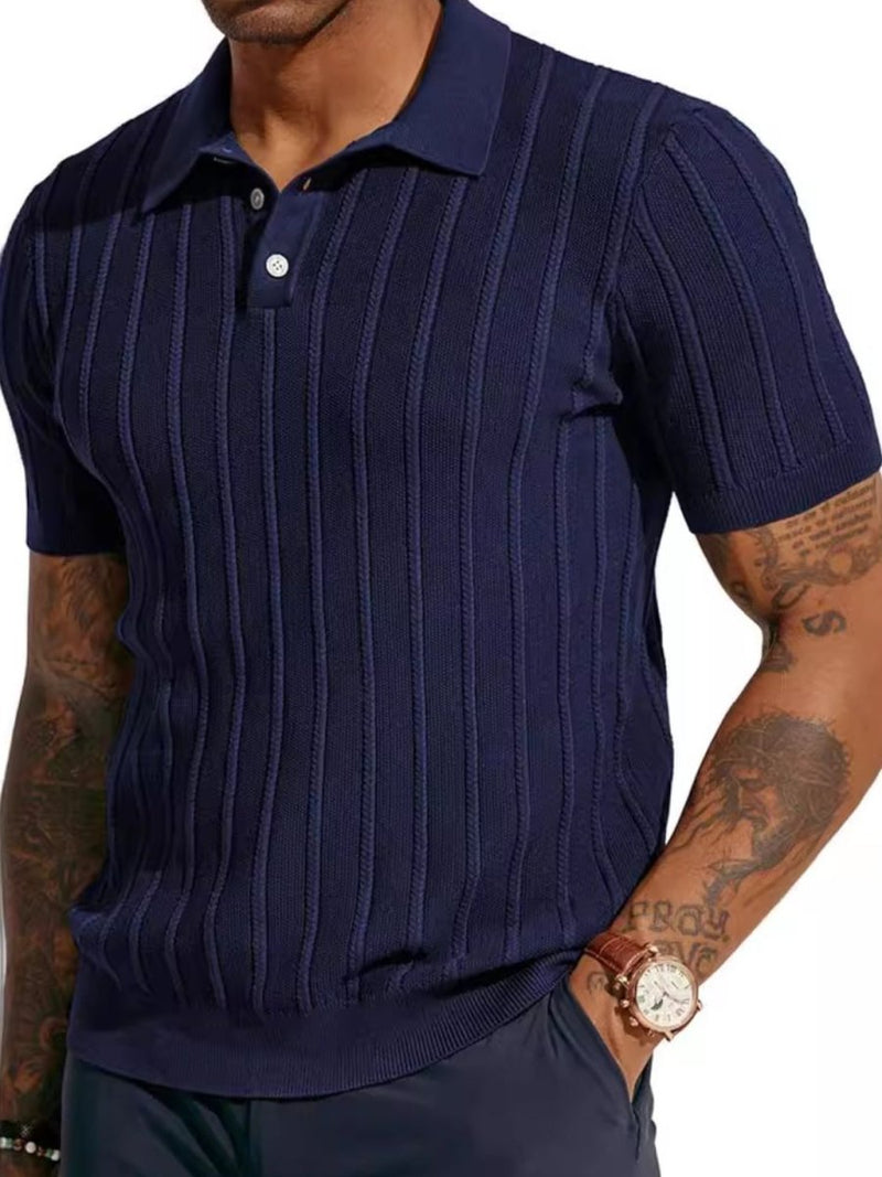 Men's Full Size Button Detail Short Sleeve Polo - Diverse Creations & CompanyMens Button Down ShirtNavy