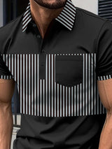 Men's Full Size Collared Contrast Striped Polo Plus Size - Diverse Creations & CompanyPolo shirtBlack