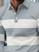 Men's Full - Size Collared Contrast Striped Polo - Diverse Creations & CompanyPolo shirtGray