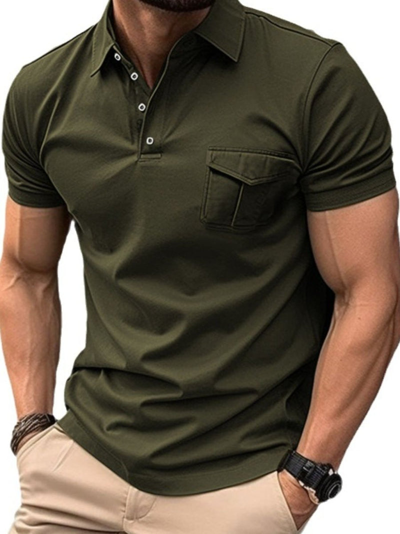 Men's Full Size Collared Neck Short Sleeve Polo - Diverse Creations & CompanyPolo shirtArmy Green