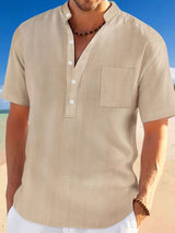 Men's Full Size Half Button Short Sleeve Polo Plus Size - Diverse Creations & CompanyPolo Button ShirtKhaki