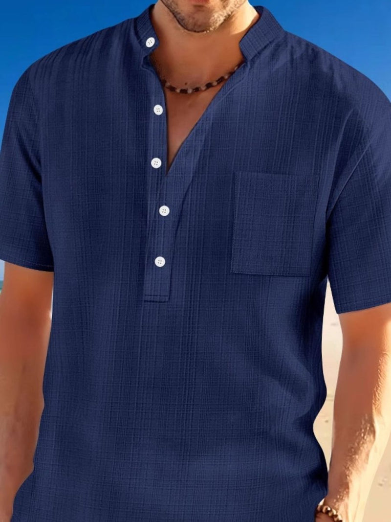 Men's Full Size Half Button Short Sleeve Polo Plus Size - Diverse Creations & CompanyPolo Button ShirtNavy
